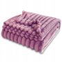 Koc 160 x 200 Mikrofibra Pluszowy Pasy Shirley fioletowy puszysty