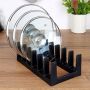 Stojak na POKRYWKI TALERZE organizer kuchenny czarny 28x15x9 cm