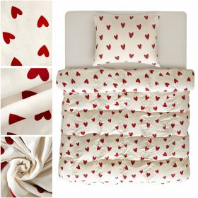 Pościel 140x200 + poszewka 70x80 CZERWONE SERCA 2cz