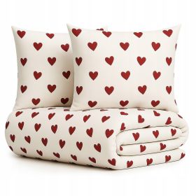 Pościel 220x200 + 2 poszewki 70x80 CZERWONE SERCA 3cz