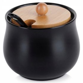 Cukiernica Vilde ceramika 250 ml czarna cukierniczka z łyżeczką