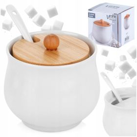 Cukiernica Vilde ceramika 250 ml biała cukierniczka z łyżeczką