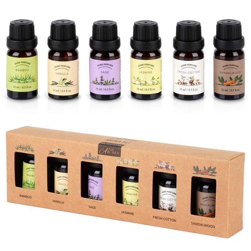 Zestaw olejków eterycznych 10 ml do kominków podgrzewaczy nawilżaczy 6 szt