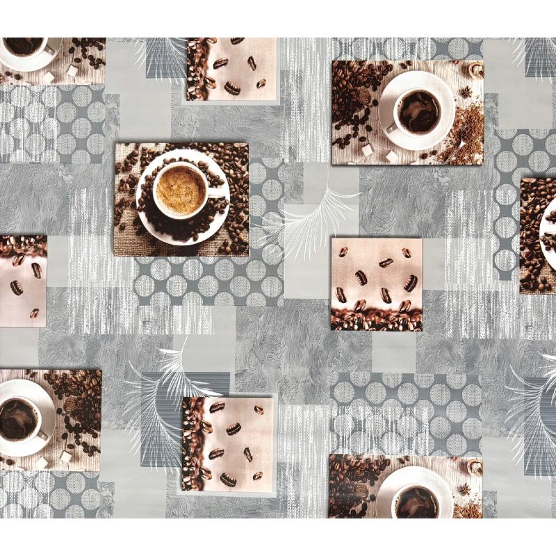 OBRUS na włókninie CERATA GRUBA NA METRY SZARA Filiżanki Kawa