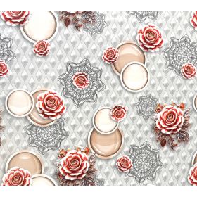 OBRUS na włókninie CERATA GRUBA NA METRY Róże koła romby szara