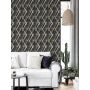 Tapeta 183904 Grandeco Zmywalna Geometryczna Czarna w złote linie FLIZ