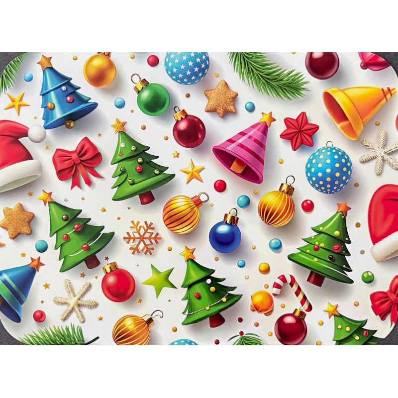 PODKŁADKA MATA LAMINOWANA NA STÓŁ ŚWIĄTECZNA OZDOBY CHOINKI DZWONECZKI