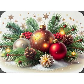PODKŁADKA MATA LAMINOWANA NA STÓŁ ŚWIĄTECZNA GIRLANDA OZDOBY BOMBKI