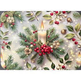 PODKŁADKA MATA LAMINOWANA NA STÓŁ ŚWIĄTECZNA GIRLANDA OZDOBY ŚWIECA