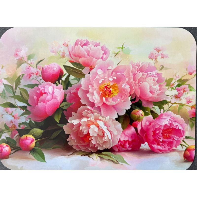 PODKŁADKA MATA LAMINOWANA NA STÓŁ RÓŻOWE PIWONIE