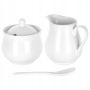 Porcelanowa cukierniczka z łyżeczką i mlecznik zestaw Białe