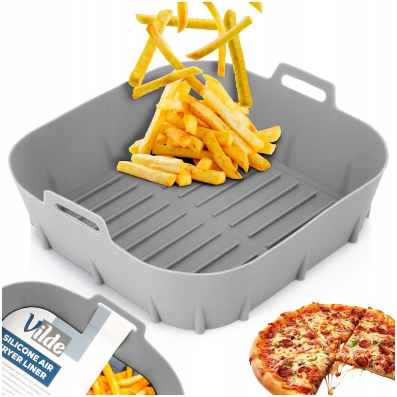 Wkład do frytkownicy Air Fryer beztłuszczowej silikonowy szary 22 cm