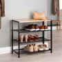 Regał na buty metalowy z półką czarny 4-poziomowy 60x30x57cm
