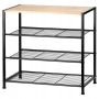 Regał na buty metalowy z półką czarny 4-poziomowy 60x30x57cm