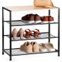 Regał na buty metalowy z półką czarny 4-poziomowy 60x30x57cm