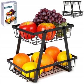Kosz na owoce metal czarny koszyk metalowy czarny 2-poziomowy