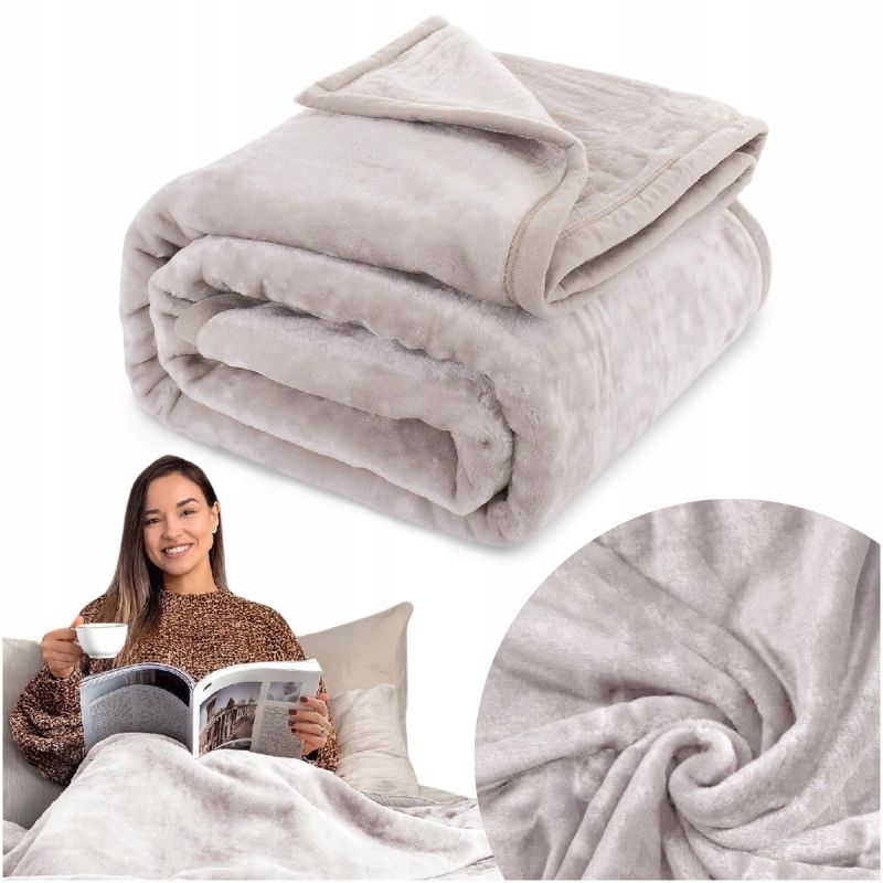 GRUBY Koc narzuta Akrylowy Ciepły 160x200 szary