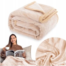 GRUBY Koc narzuta Akrylowy Ciepły 160x200 krem jasny beż