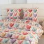 Pościel 2 cz 140x200 + poszewka 70x80 kolorowe szydełkowe serca