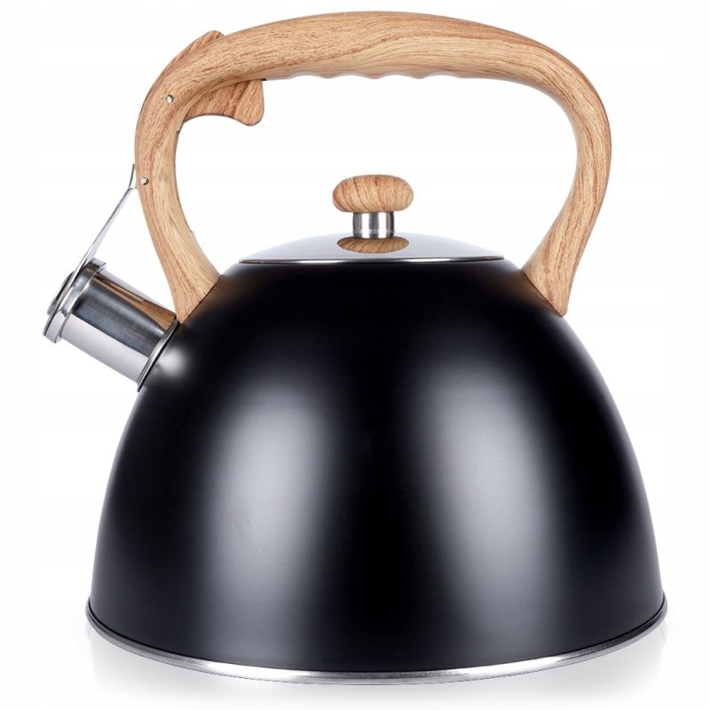 Czajnik z gwizdkiem stal nierdzewna czarny 3 litry gaz indukcja ceramika
