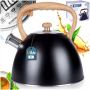 Czajnik z gwizdkiem stal nierdzewna czarny 3 litry gaz indukcja ceramika