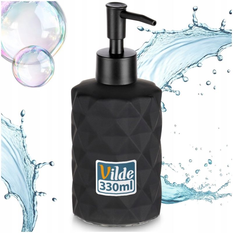 Szklany Elegancki Dozownik do mydła w płynie Czarny 330 ml