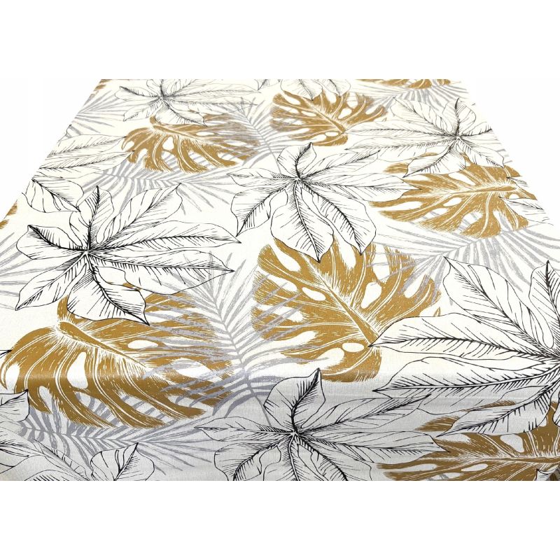CERATA brokatowa MT PALMA BEŻ BRĄZ LIŚĆ STÓŁ 3D BROKAT OZDOBA STOŁU BŁYSK
