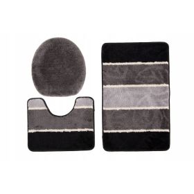 Turecki komplet łazienkowy dywanik 3cz. SZARE PASY
