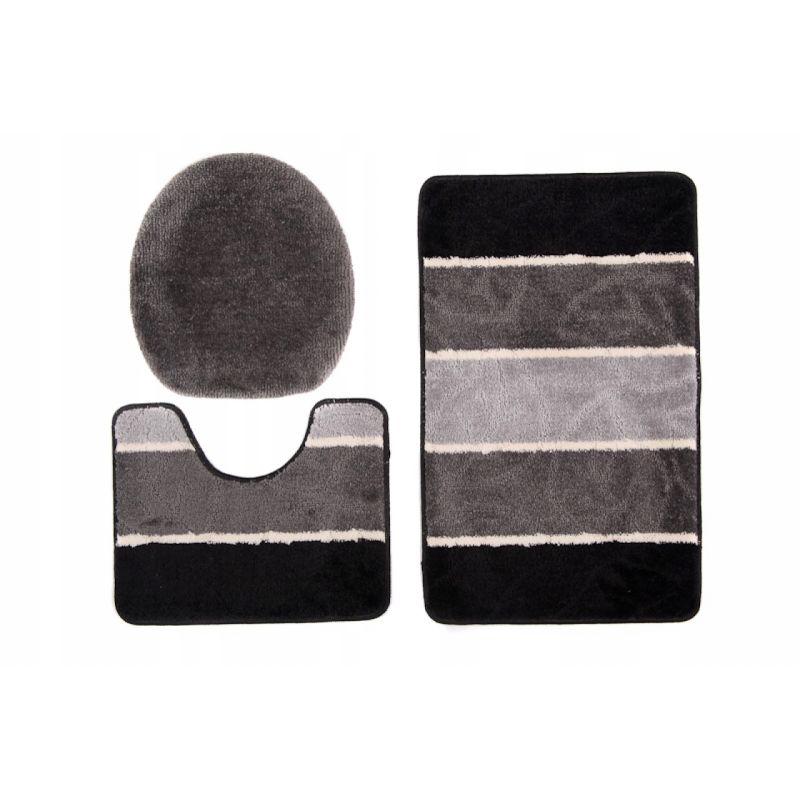Turecki komplet łazienkowy dywanik 3cz. SZARE PASY