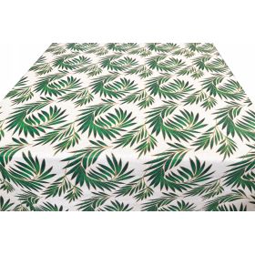 CERATA brokatowa MT OBRUS ELEGANCKA LIŚCIE ZIELONE ze Srebrnym BROKATEM