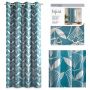 Zasłona 140 x 250 Dekoracyjna przelotkach TURKUSOWA srebrne kwiaty