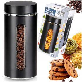 Pojemnik SZKLANY CZARNY ZAKRĘCANY na żywność produkty sypkie szczelny 1,3L