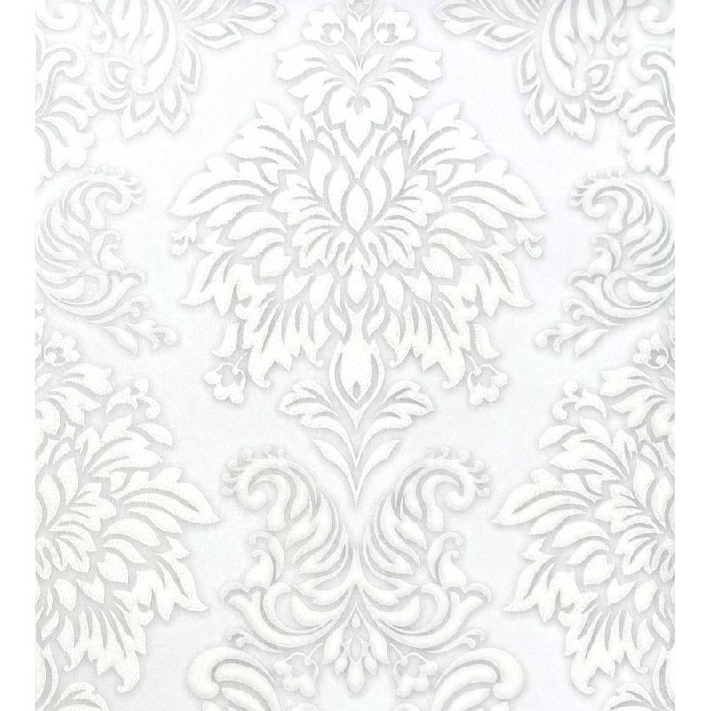 TAPETA 36898-2 ORNAMENT JASNY BIEL SZARY BROKAT Fliz