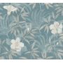 TAPETA 38028-5 Niebieska Turkus Szałwia Kwiaty Hibiskusa FLIZ
