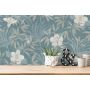 TAPETA 38028-5 Niebieska Turkus Szałwia Kwiaty Hibiskusa FLIZ