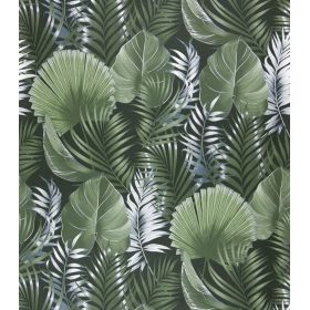 TAPETA WINYLOWA 829846 LIŚCIE MONSTERA ZIELEŃ METALICZNE SREBRO Fliz