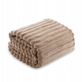 KOC narzuta na łóżko pasy tłoczony Mikrofibra 160x200 BEŻ jasny brąz Nuvio