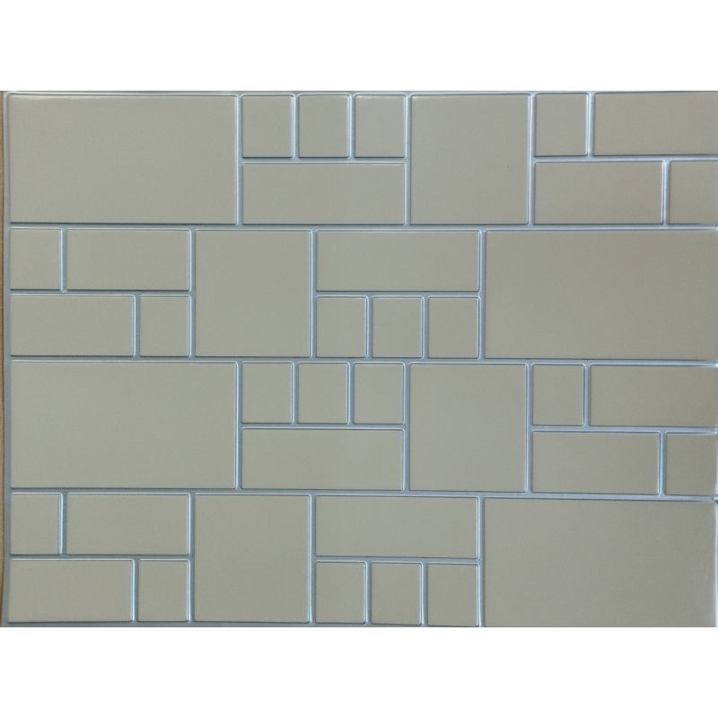 OKŁADZINA ścienna 3D Kuchnia CEGŁA PCV OS19 BEŻOWE CEGŁY I SREBRNA FUGA