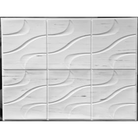 OKŁADZINA ścienna 3D Kuchnia PŁYTKI PCV OS 33 BIAŁE FALE+ DREWNO