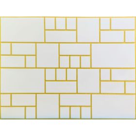 OKŁADZINA ścienna 3D Kuchnia CEGŁA PCV OS19 BIAŁY+ ZŁOTA FUGA