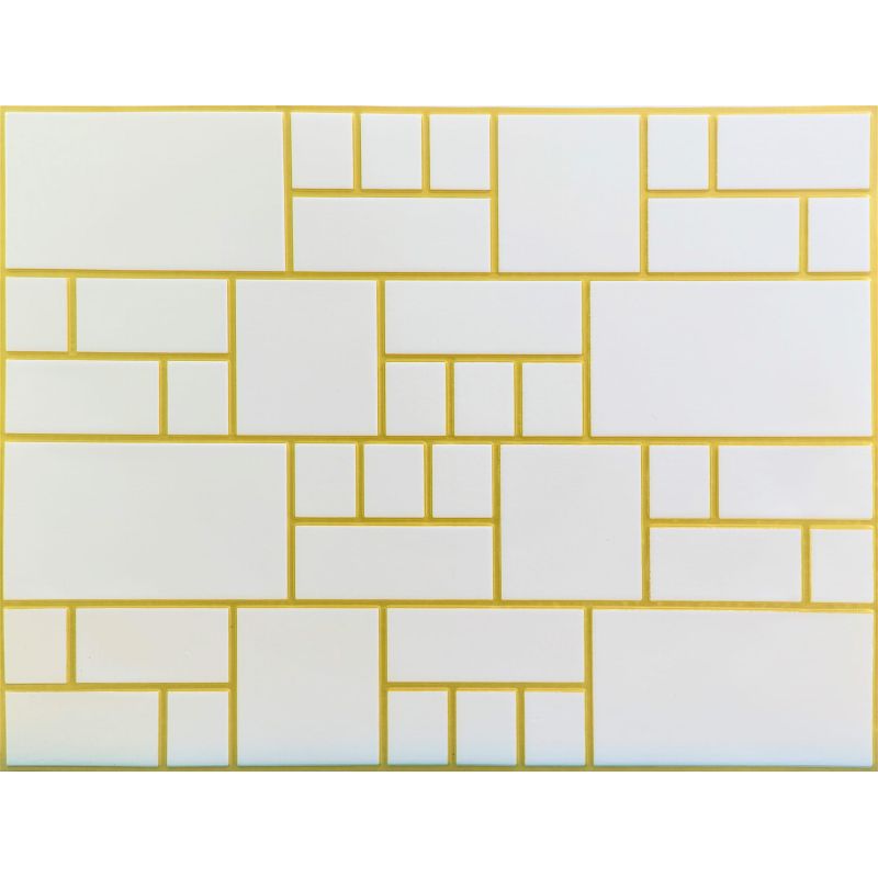 OKŁADZINA ścienna 3D Kuchnia CEGŁA PCV OS19 BIAŁY+ ZŁOTA FUGA