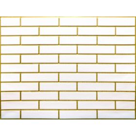 OKŁADZINA ścienna 3D Kuchnia CEGŁA PCV OS03 BIAŁA+ ZŁOTA FUGA