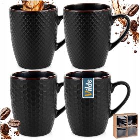 4 x Czarny Kubek na prezent KUBKI CERAMICZNE CZARNE duże