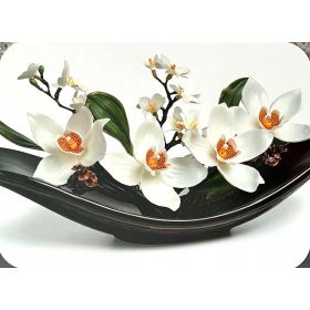 PODKŁADKA NA STÓŁ OWALNA SZARA BIAŁE KWIATY STORCZYK KWIATEK