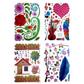 KOMPLET 4 NAKLEJKI Rośliny KWIATY LIŚCIE DRZEWA