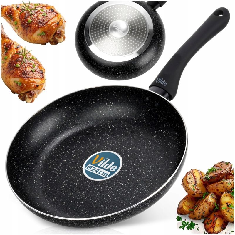 Patelnia granitowa powłoka BLACK LINE 24 cm uniwersalna gaz indukcja