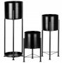 Kwietnik czarny metalowy zestaw 3 kwietników donice stojak do kwiatów