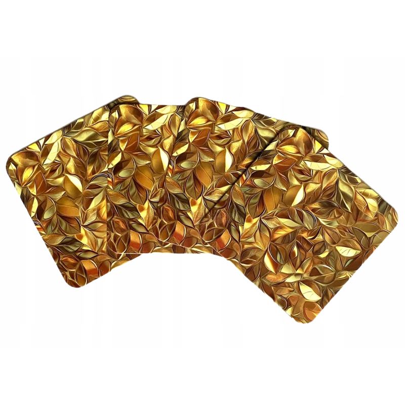 PODSTAWKA POD KUBEK ZŁOTE LISTKI KPL 4 SZTUKI