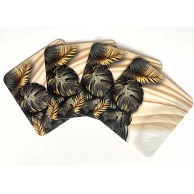 PODSTAWKA POD KUBEK ZŁOTO CZARNE LIŚCIE MONSTERY KPL 4 SZTUKI