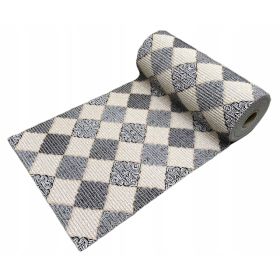 Dywanik Mata Antypoślizgowa łazienka 65x10 cm CZARNA BEŻ ROMBY 525D